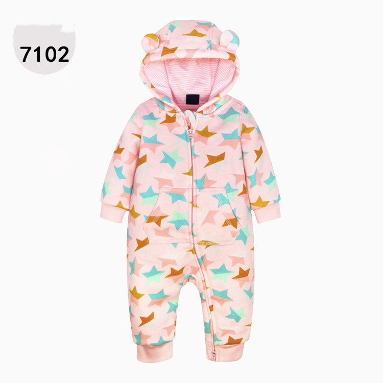 Double Layer One-piece Zipper Hooded Sweater For Children