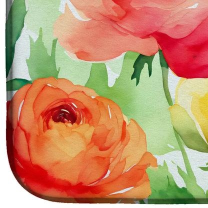 Ranunculus in Watercolor Dish Drying Mat