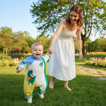 Baby Leisure Long Sleeve Double-layer Embroidered Jumpsuit