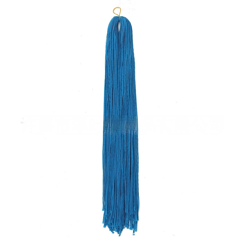 Blue braided crochet hair extension bundle with long straight strands