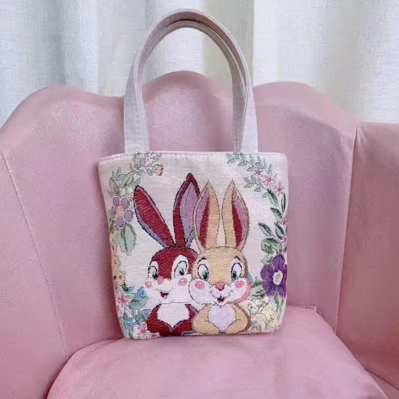 Double-sided Gold Wire Handheld Canvas Small Bag Wear-resistant