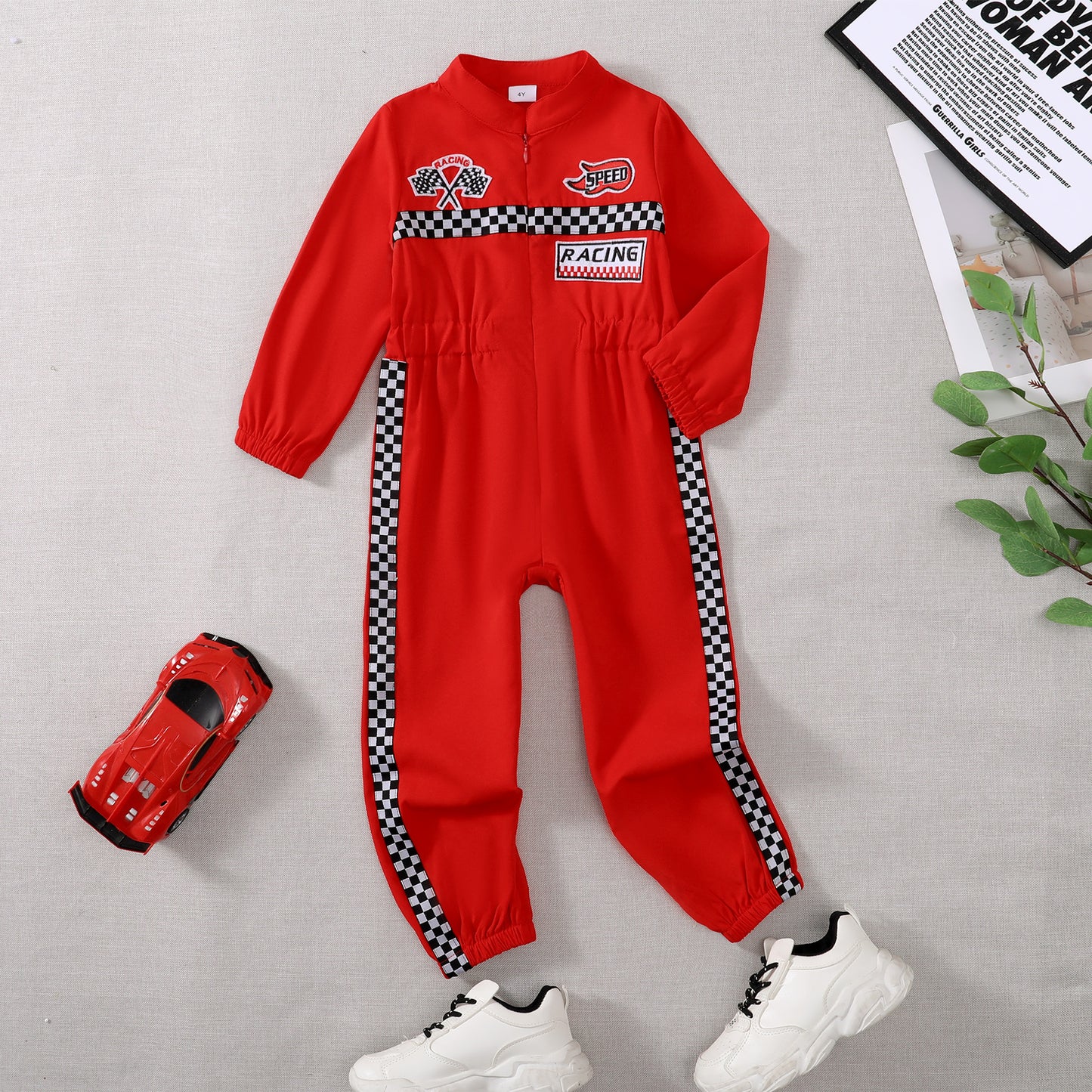 Toddler Girls Boys Racing Jumpsuit, Racer Outfit, Party Race Car Driver Clothing Set