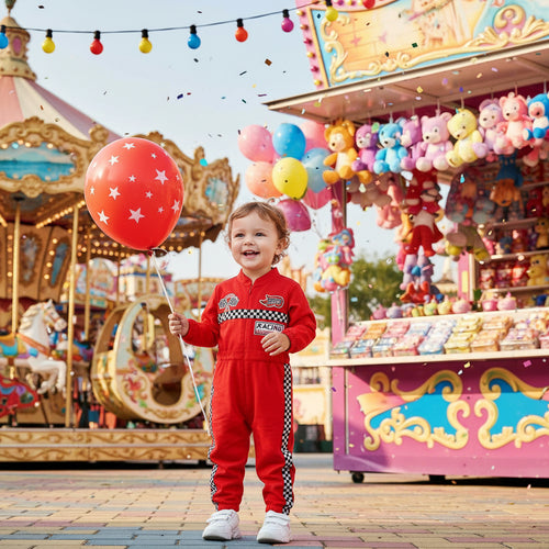 Toddler Girls Boys Racing Jumpsuit, Racer Outfit, Party Race Car Driver Clothing Set