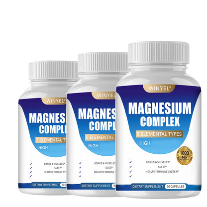 Magnesium complex dietary supplement bottle set of three