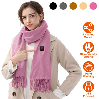 1Pc Electric Heated Winter Scarf USB Heating Neck Wrap Unisex Heated Neck Shawl Soft Warm Scarves 3 Heating Modes For Outdoor Cycling Skiing Skating