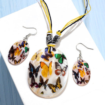 Fashion Jewelry Set Leather Necklace Earrings