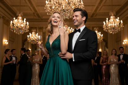 Silver ring with large round moissanite-style diamond center and pavé band