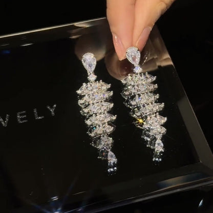 Sparkling Zircon Christmas Tree Drop Earrings For Women Trendy Xmas Tree Plant Dangle  New Year Festival Party Jewelry