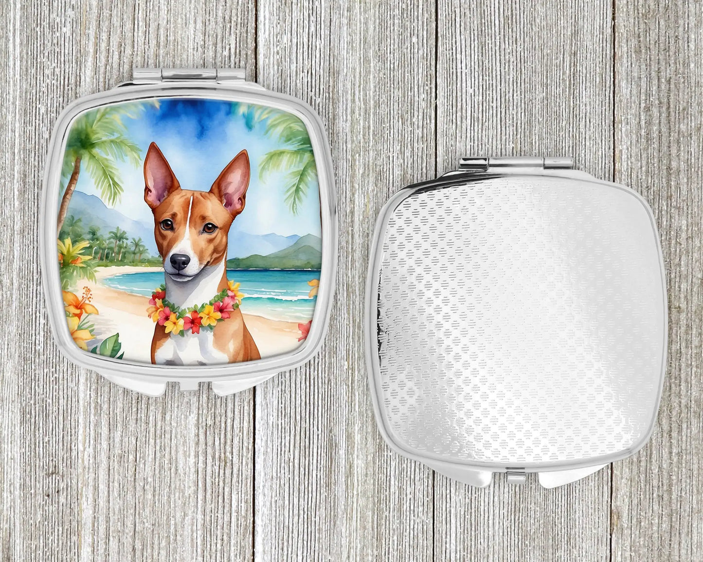 Basenji Luau Compact Mirror