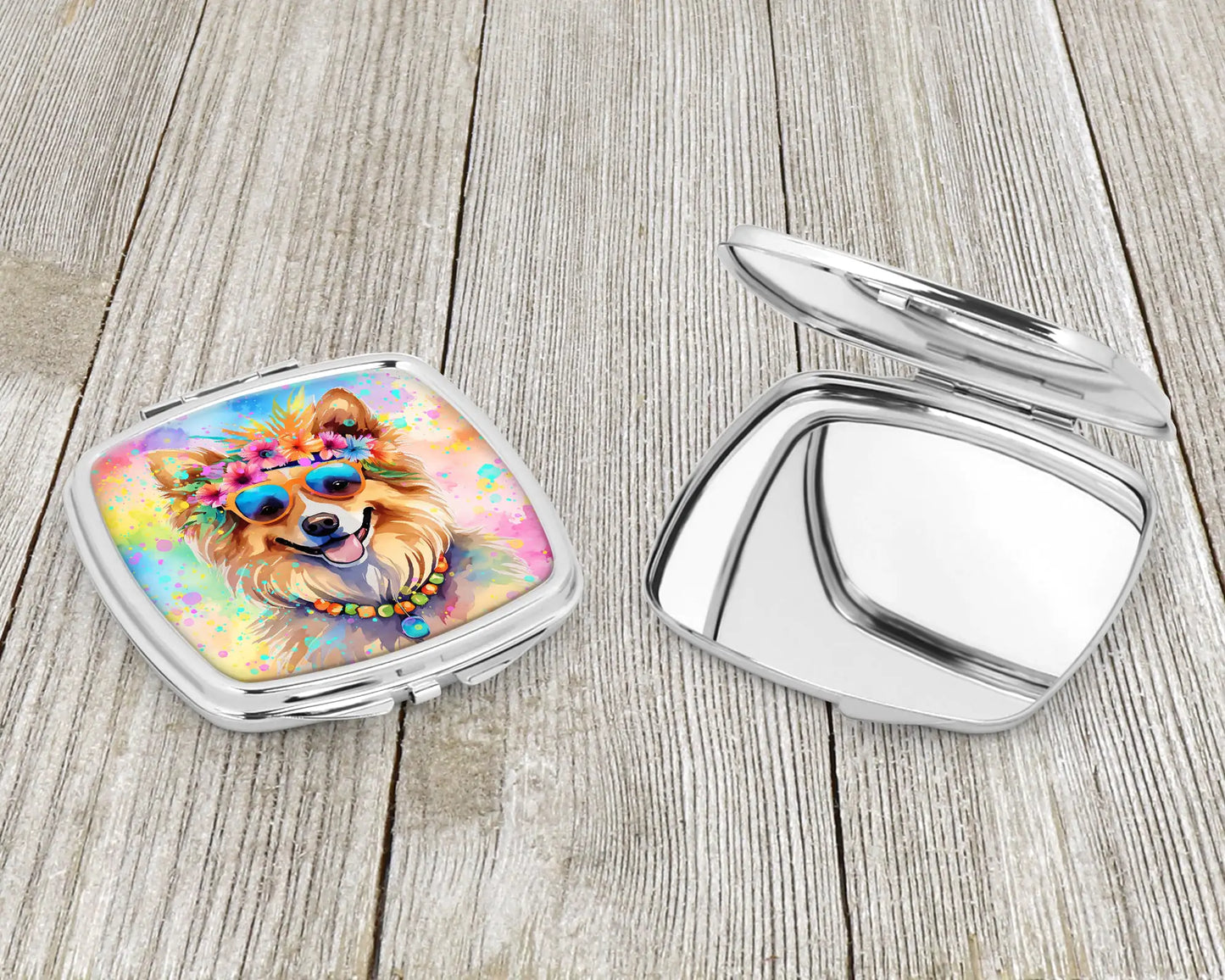 Pomeranian Hippie Dawg Compact Mirror