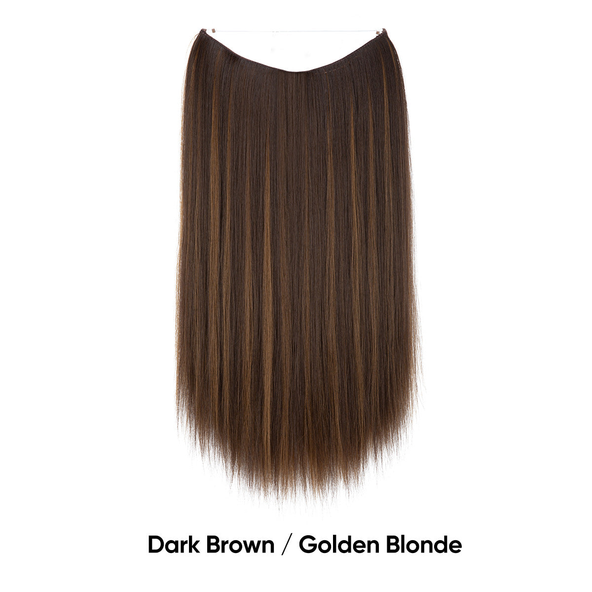 Light brown straight hair extension piece with invisible fishline base