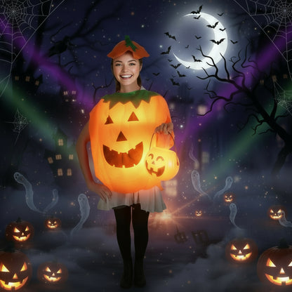 Halloween Costume Into Performance Pumpkin Lamp Wear