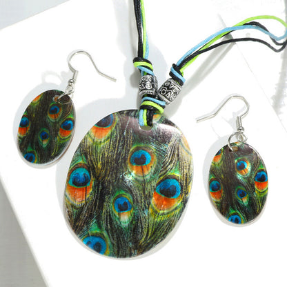 Fashion Jewelry Set Leather Necklace Earrings