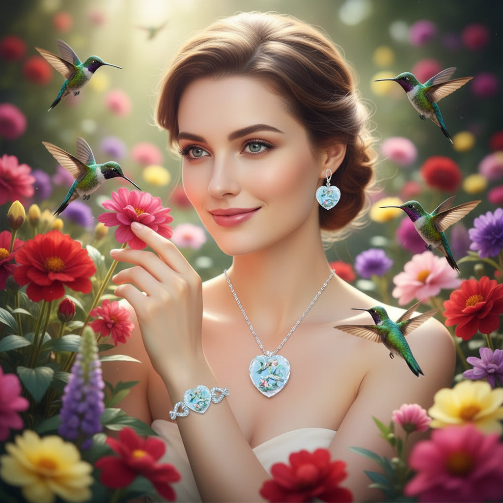 Crystal love necklace set with heart pendant necklace, matching earrings and bracelet