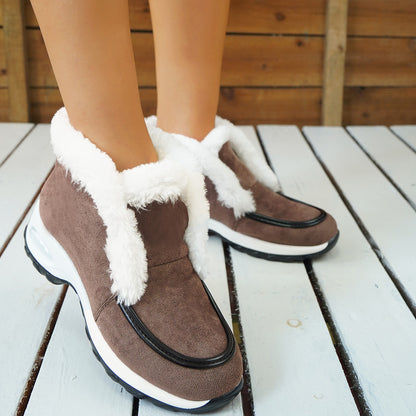 Winter Air-cushion Sole Snow Fashion Solid Leopard Print Platform Ankle Casual Keep Warm Shoes
