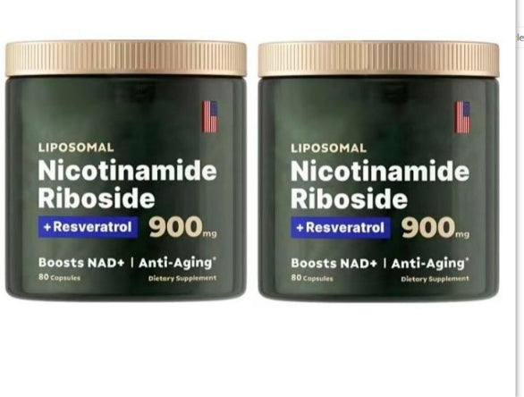 Two liposomal Nicotinamide Riboside 900 mg jars with beige caps