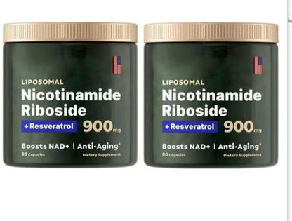 Two liposomal Nicotinamide Riboside 900 mg jars with beige caps