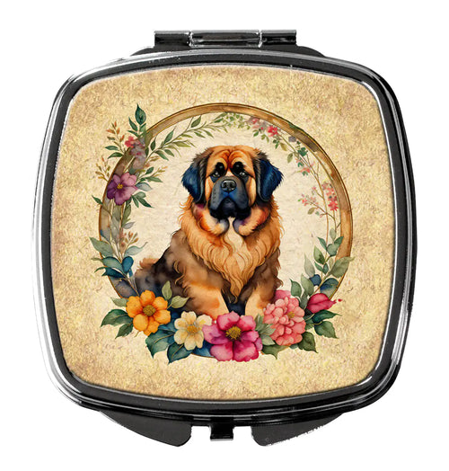 Tibetan Mastiff and Flowers Compact Mirror