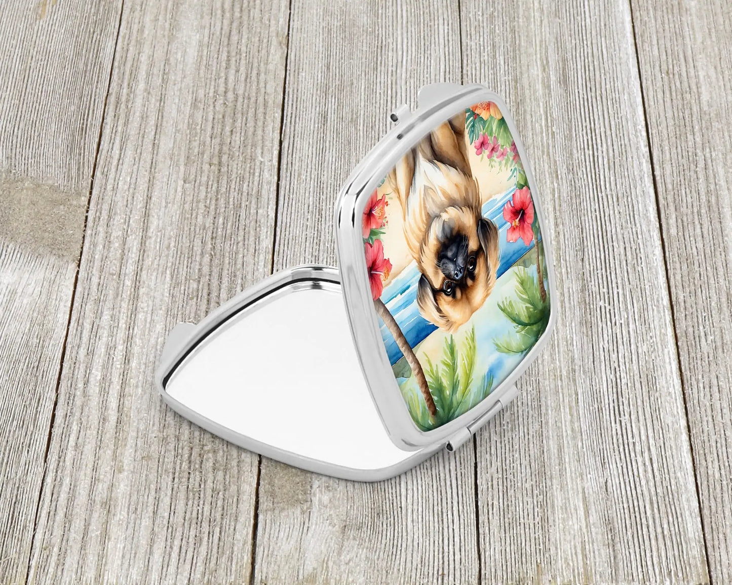 Pekingese Luau Compact Mirror