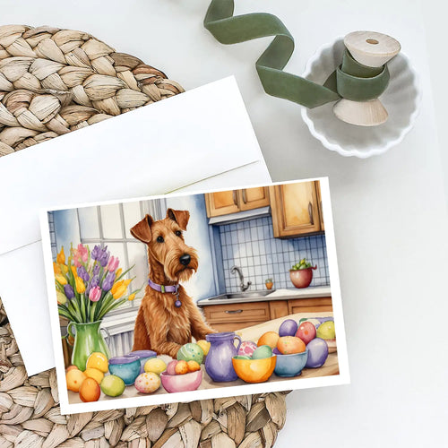 Decorating Easter Irish Terrier Greeting Cards Pack of 8