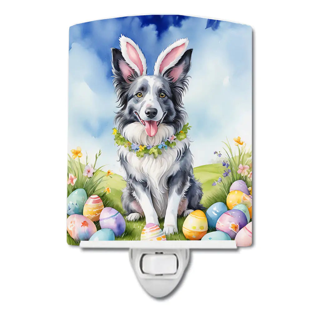 Border Collie Easter Egg Hunt Ceramic Night Light
