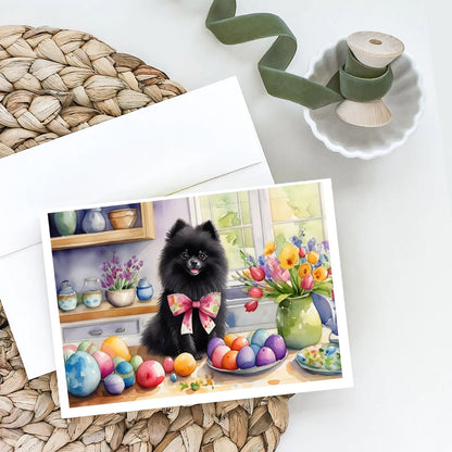 Decorating Easter Pomeranian Greeting Cards Pack of 8