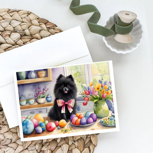 Decorating Easter Pomeranian Greeting Cards Pack of 8