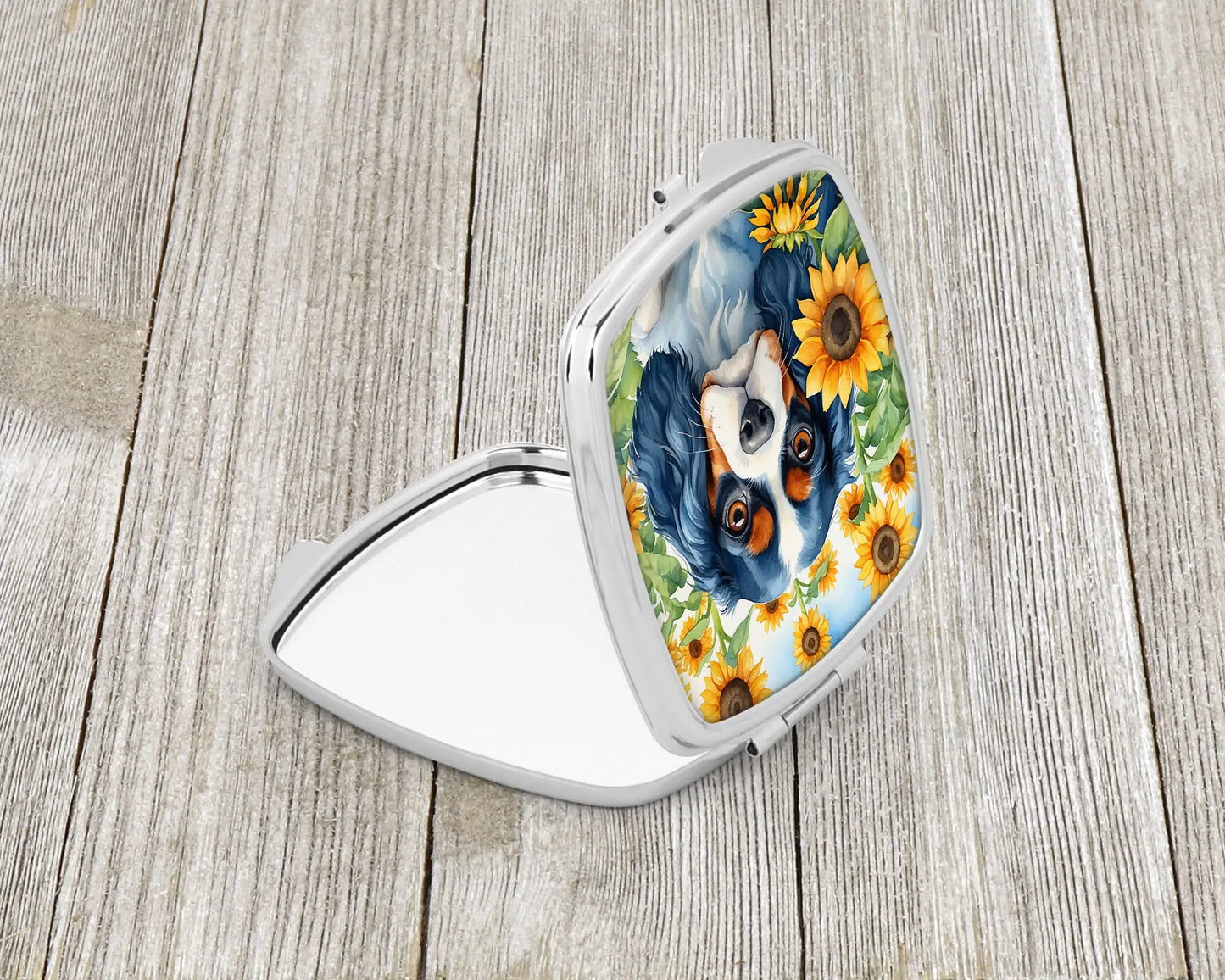 Cavalier Spaniel in Sunflowers Compact Mirror