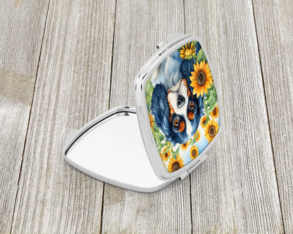 Cavalier Spaniel in Sunflowers Compact Mirror