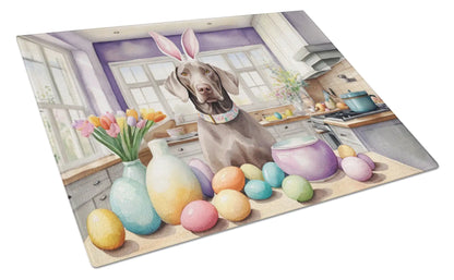 Decorating Easter Weimaraner Glass Cutting Board