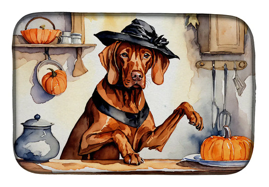Vizsla Fall Kitchen Pumpkins Dish Drying Mat