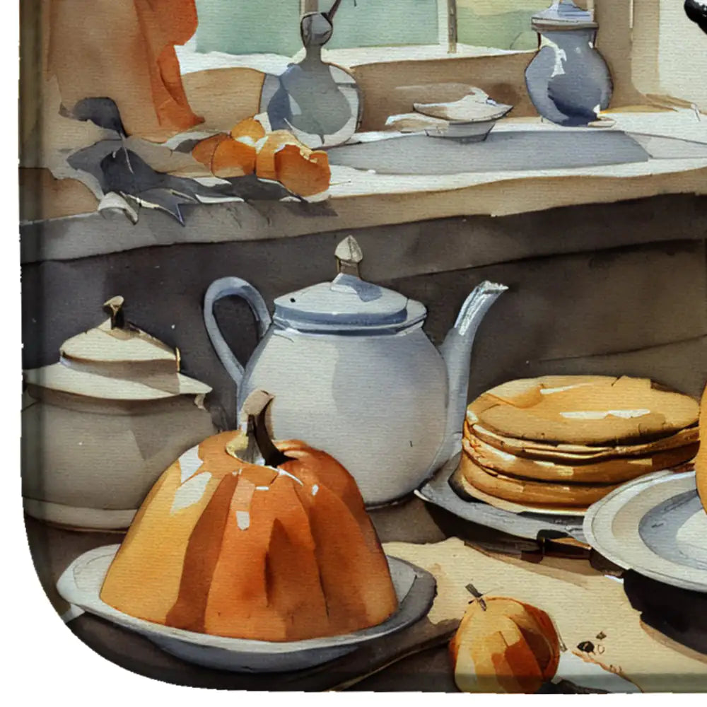 German Shepherd Fall Kitchen Pumpkins Dish Drying Mat