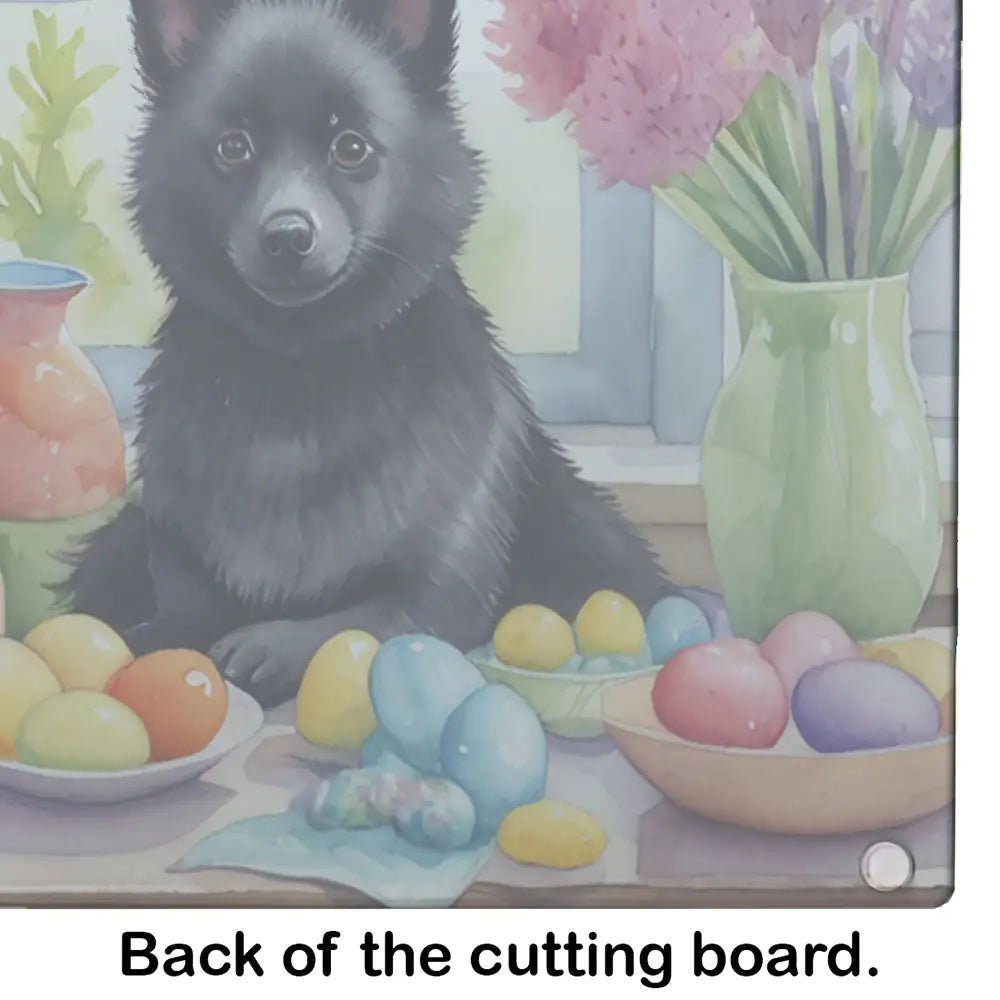 Decorating Easter Schipperke Glass Cutting Board