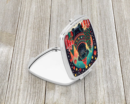 Black Pug Christmas Compact Mirror