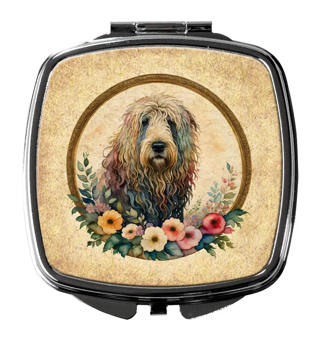 Komondor and Flowers Compact Mirror