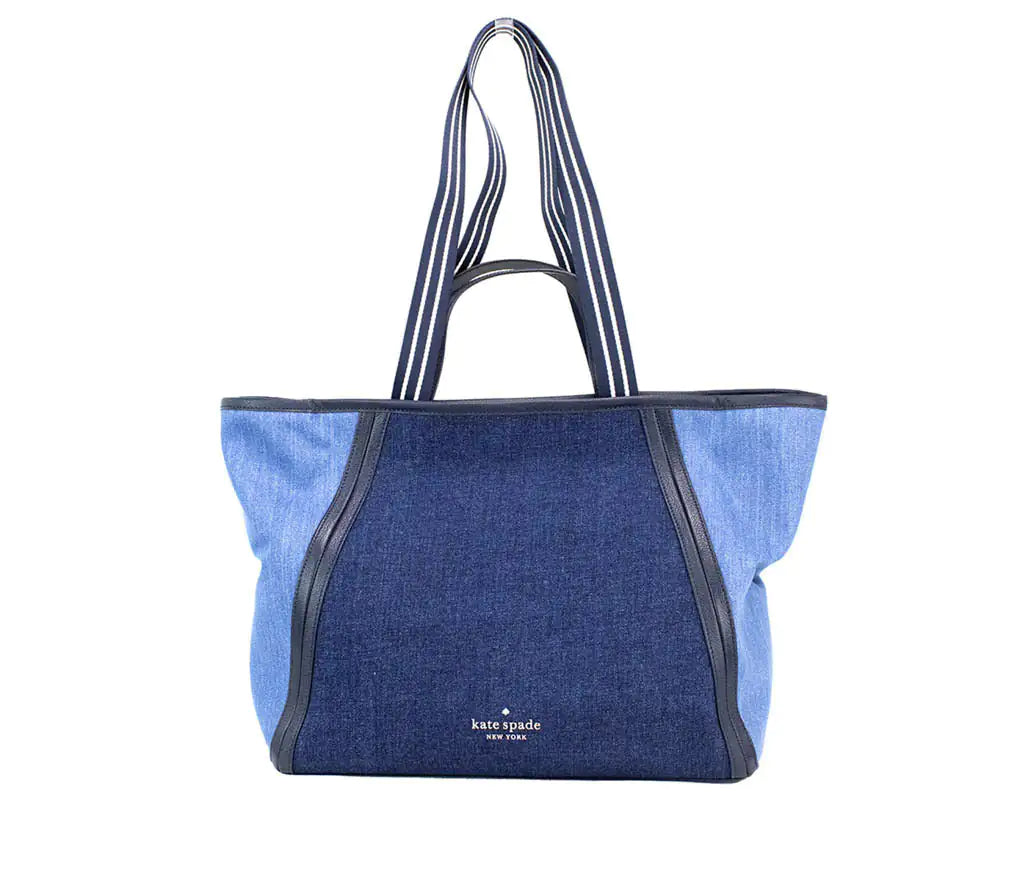 Kate Spade Rosie Large Blue Color block Denim Slouchy Tote