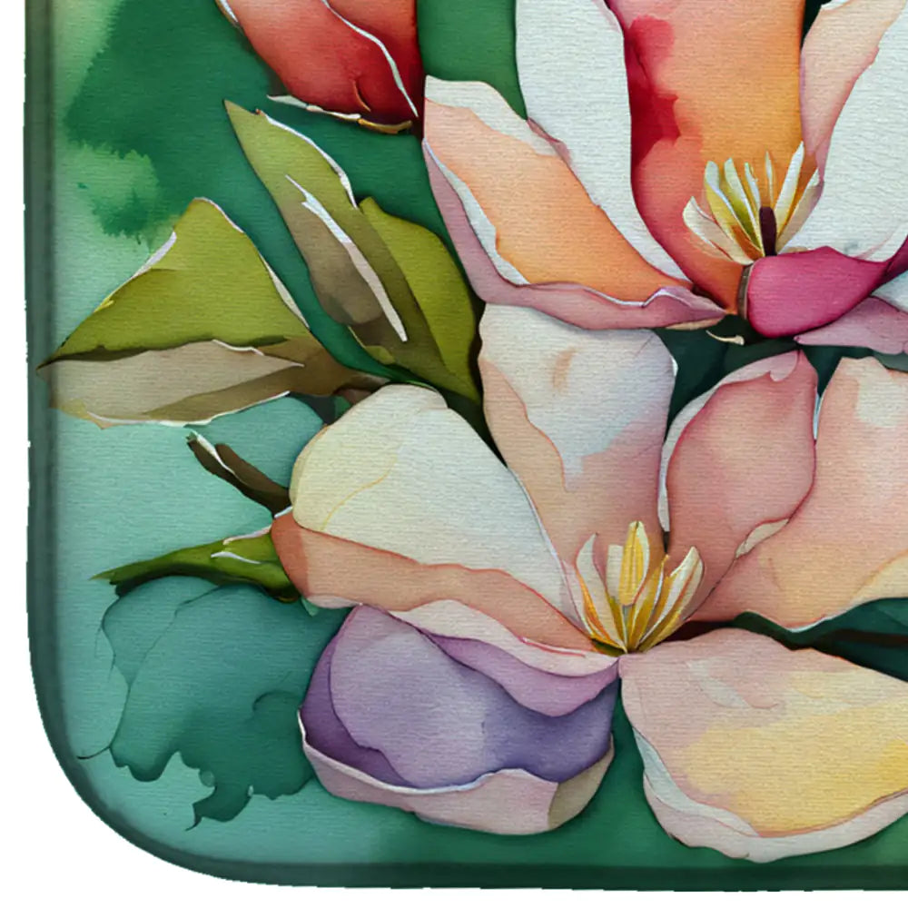 Louisiana Magnolias in Watercolor Dish Drying Mat