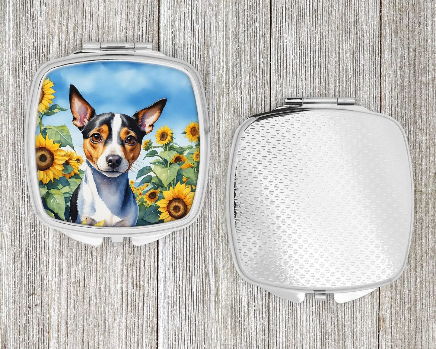 Rat Terrier in Sunflowers Compact Mirror