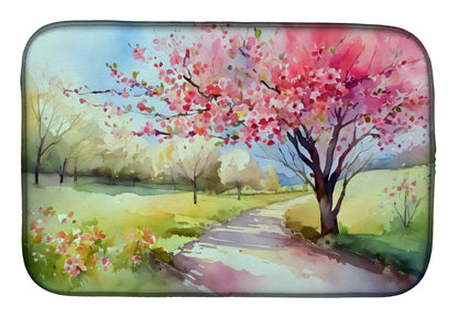 Michigan Apple Blossoms in Watercolor Dish Drying Mat
