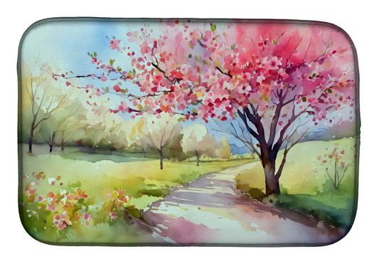 Michigan Apple Blossoms in Watercolor Dish Drying Mat