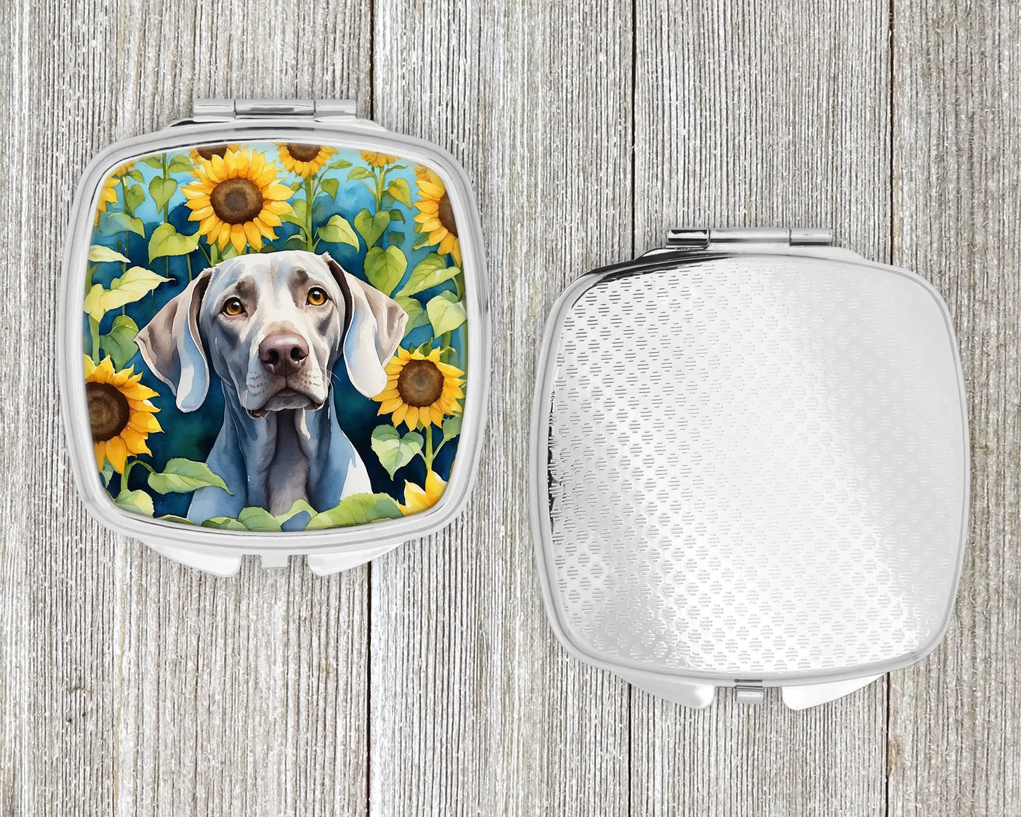 Weimaraner in Sunflowers Compact Mirror