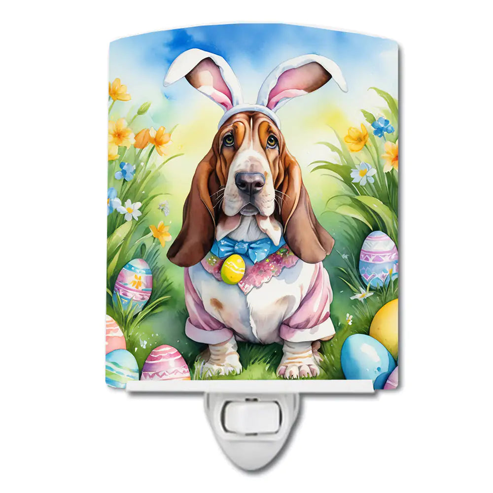 Basset Hound Easter Egg Hunt Ceramic Night Light