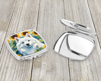 American Eskimo in Sunflowers Compact Mirror