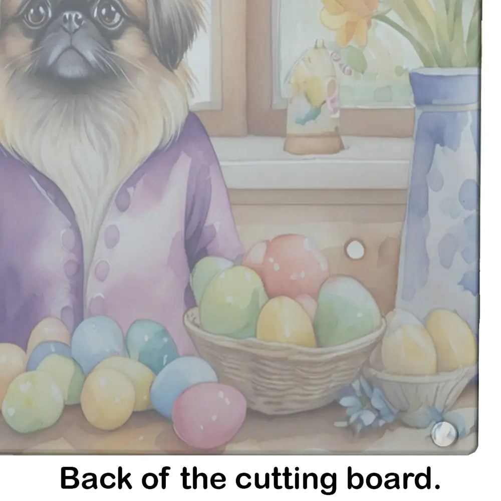 Decorating Easter Pekingese Glass Cutting Board