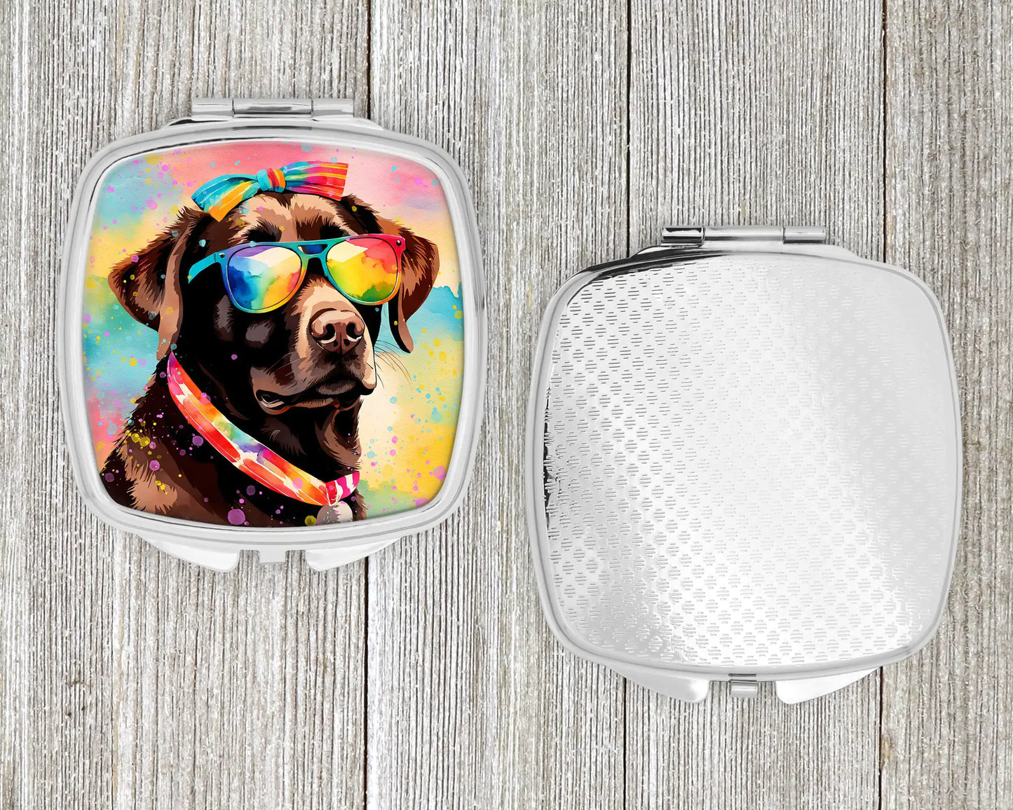 Chocolate Labrador Hippie Dawg Compact Mirror