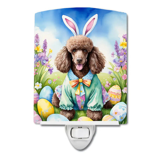Chocolate Poodle Easter Egg Hunt Ceramic Night Light