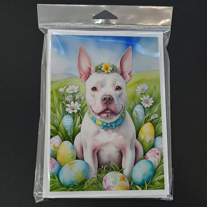 Pit Bull Terrier Easter Egg Hunt Greeting Cards Pack of 8