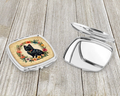 German Spitz and Flowers Compact Mirror