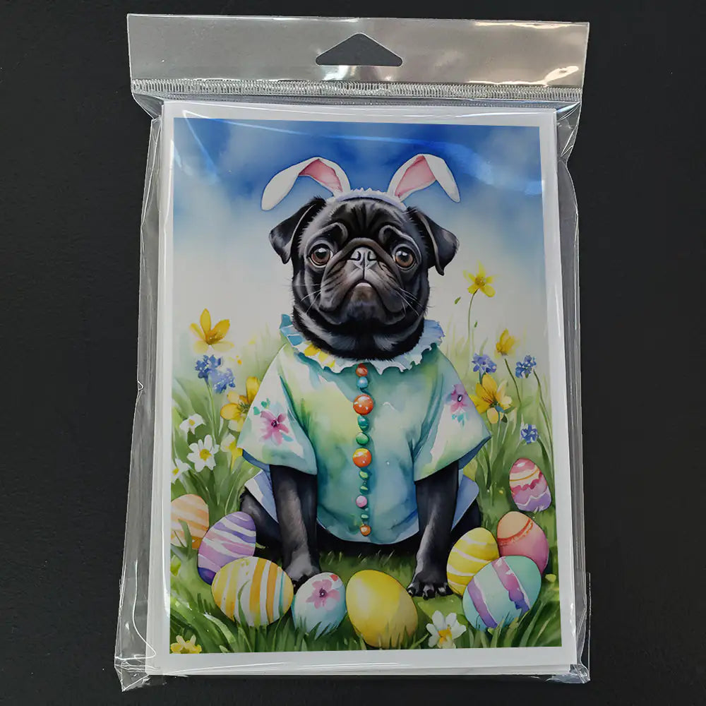 Pug Easter Egg Hunt Greeting Cards Pack of 8