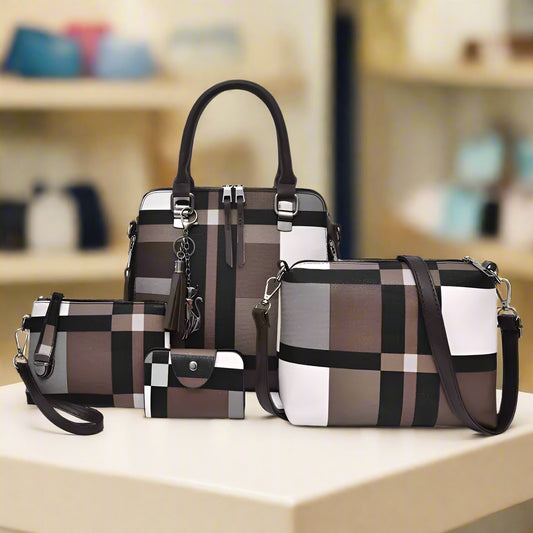 Fashion Retro Stitching Women's Handbag Purse Set